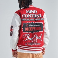 Veste d'hiver pour homme en cuir avec logo brodé en chenille personnalisé, style vintage bomber, coupe ajustée, streetwear
