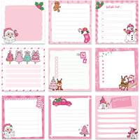 Blocs-notes adhésifs sur le thème de Noël rose, avec un adorable Père Noël et un bonhomme de neige, bloc-notes rose pastel pour liste de souhaits et liste de tâches de Noël
