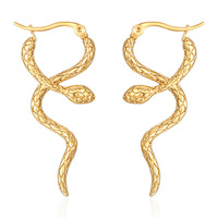 Delicados Pendientes de Aro con Forma de Serpiente, Joyería de Animal Espiritual para Ella, Pendientes de Aro de Serpiente de Acero Inoxidable Chapados en Oro de 18K