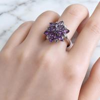 Vente en gros usine – Parure de bijoux en argent sterling 925 plaqué rhodium avec améthyste naturelle en forme de fleur pour femme, idéale pour les fêtes et comme cadeau