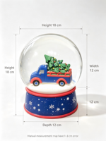 Globe de neige de Noël en résine en gros, camion bleu vintage avec sapin de Noël, décoration de table de fête, cadeau