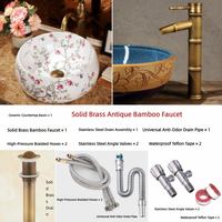 Lavabo en céramique peint à la main en porcelaine Famille Rose de Chine avec motifs floraux et oiseaux