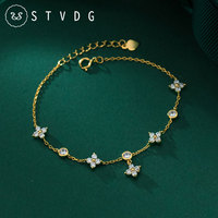 Bracelet trèfle à quatre feuilles en argent 925 avec moissanite 2mm et 3mm, certifié GRA, motif fleur porte-bonheur, anti-ternissement, style hip-hop, pour femme - Meilleures ventes