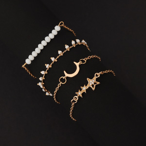 Pulseras de Moda con Dijes para Mujer, Cadena Dorada con Estrella, Luna, Cristal y Diamantes de Imitación, Ajustables, Regalo de Joyería 2024 - Product Image 2