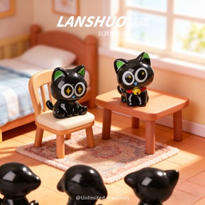 Luo Xiaohei Mini Figurine Resin Animal Cartoon <b>Toy</b> Desktop Decoration Home Ornament DIY Craft Set - Product Image 2