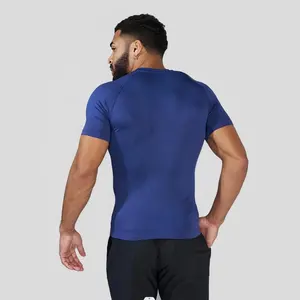 Özel Logo egzersiz kıyafeti özelleştirilmiş düz spor Fitness kas Activewear Slim Fit spor erkek T Shirt