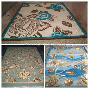 Alfombra de Lana y Seda Tufted de Alta Calidad, Antideslizante, Resistente a las Manchas, de Pelo Alto, con Diseño Floral Moderno - Product Image 2