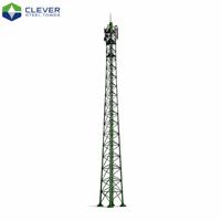 Tour de communication tubulaire en acier galvanisé de 40 mètres avec treillis vert pour antennes 5G et station de base Wi-Fi