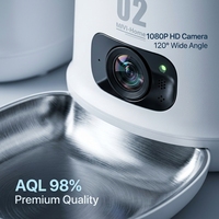 Distributeur automatique de nourriture pour animaux de compagnie intelligent avec caméra 1080P, alimenté par batterie, étanche, avec bol en plastique