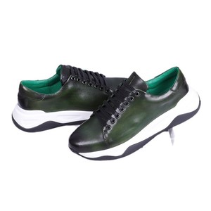 Genuine <b>Leather</b> Men's Platform <b>Sneakers</b> Round Toe Lace-up Cushioned EVA Midsole Rubber Outsole All Seasons - Product Image 5