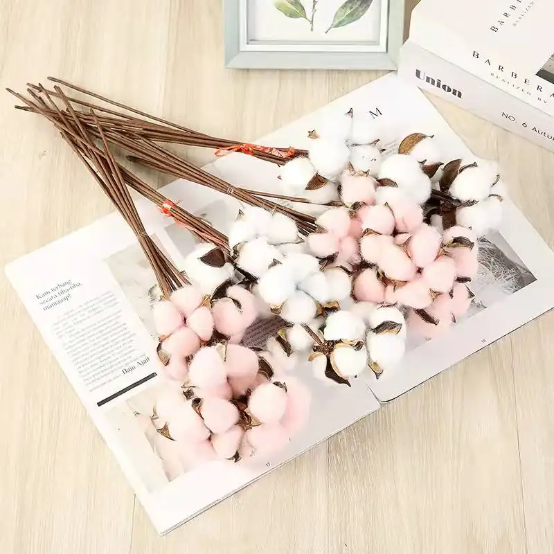 Nature Dried Cotton Picks Stalks Plants 42cm Artificial Cotton Flower for Farmhouse Home Decor