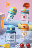 Bouteille d'eau pour bébé sans BPA, gobelet avec poignées et sangle, 360 °   Bouteille d'eau lestée en Tritan pour tout-petits et enfants