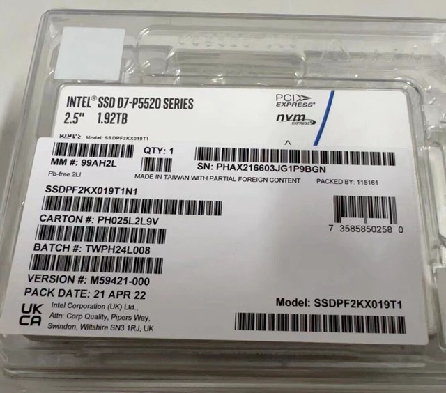 P5520 1.92tb U. 2 PCIe Gen4 NVMe SSD for Read-intensive Workloads Enterprise Storage Drive
