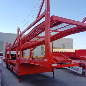 Semi-<span class=keywords><strong>remorque</strong></span> de transport de voitures à double pont 6/8/10 avec 2/3 essieux Suspension pneumatique Matériau en acier Transporteur de voitures Remorques de camions - Product Image 3