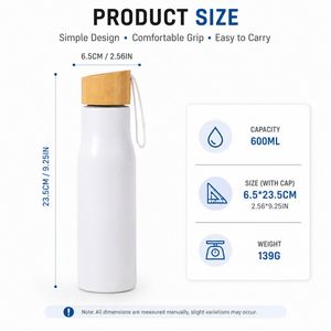 Vaso Deportivo Promocional de Pared Simple de 17 oz con Logotipo Personalizado, Botella de Agua de Acero Inoxidable de 500 ml con Tapa de Bambú - Product Image 3