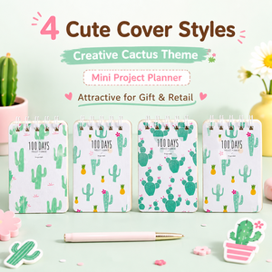 Mini Spiral Notebook 100 Days <strong>Project</strong> <strong>Planner</strong> 4 Cactus Designs Portable 7x11cm Lined Pages Bulk Order Wholesale - Product Image 4