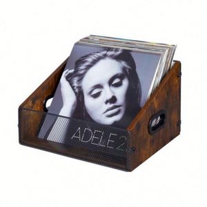 Iron Classic Standing Type Metal Desktop Organizer <b>Box</b> Vinyl <b>Record</b> Album <b>Storage</b> Holder Foldable Design Single Black Books - Product Image 6