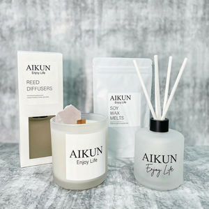 AIKUN Handmade Natural 120 Days Long Lasting Soy Wax Candle Set <b>Reed</b> <b>Diffuser</b> Set <b>for</b> Bedroom Bathroom Living Room Home - Product Image 3