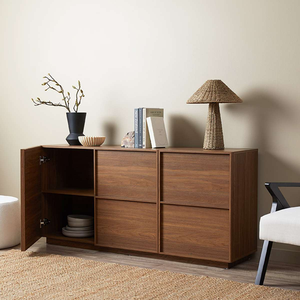 Credenza Moderna in Legno Color Noce di Produzione Ingrosso con Ampio Spazio di Archiviazione per Soggiorno - Product Image 4