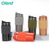 OLERD Vente en gros – Gobelet isotherme en acier inoxydable 304 de 15 oz, style pastoral, avec étui en silicone amovible