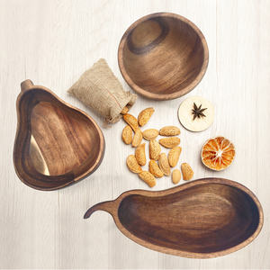 Cuenco <span class=keywords><strong>para</strong></span> servir en forma de pera de madera de acacia Premium, bandejas <span class=keywords><strong>para</strong></span> servir de madera, platos, <span class=keywords><strong>Mini</strong></span> plato de postre de caramelo de madera - Product Image 5