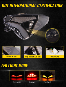 Feu arrière à LED clignotant fumé pour <span class=keywords><strong>Kawasaki</strong></span> <span class=keywords><strong>EX</strong></span> <span class=keywords><strong>650</strong></span> EX650 ER-6N ER-6F 2012-2016 Moto 12V - Product Image 2