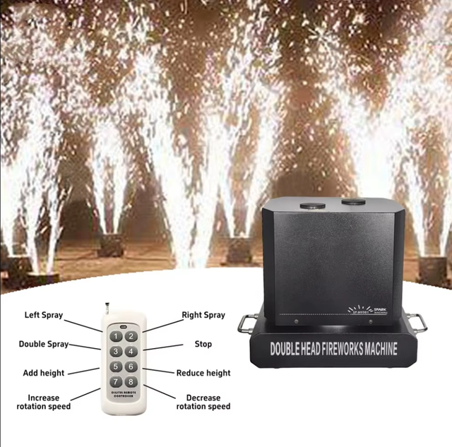 1300W Rotating Spinning Cold Spark Machine Dual Head Reelingly 1300w DMX Spin Sparkler With DJ Club Stage Lights Concerts