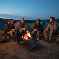 Brasero et foyer extérieur pliables noirs, portable, pour camping, patio, jardin, pique-nique, feu de camp et chauffage extérieur