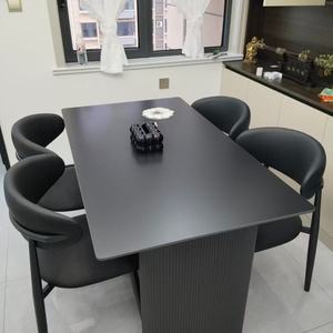 Ensemble de salle à manger moderne crème, table rectangulaire blanche et chaises rembourrées, mobilier minimaliste pour la maison - Product Image 3