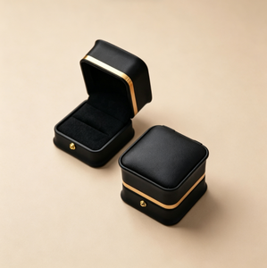 Luxury <b>Ring</b> Jewelry <b>Box</b>, Gold Trim Square <b>Ring</b> Storage Case, Soft Velvet Interior Jewelry <b>Box</b> for <b>Proposal</b> - Product Image 6