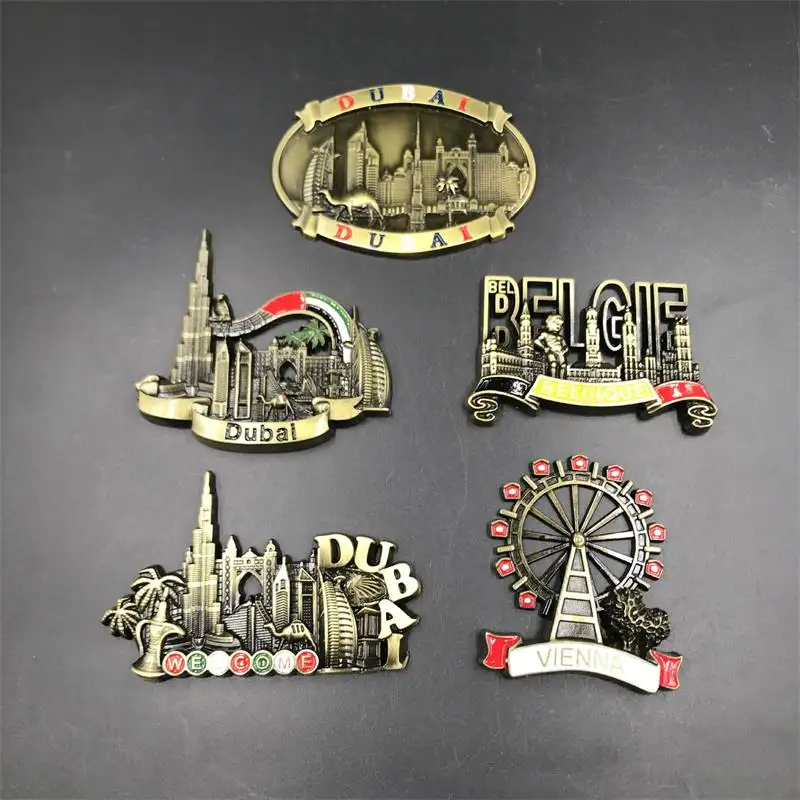 3D Dubai buzdolabı mıknatısı Metal belçika avusturya viyana ünlü bina modeli buzdolabı Sticker Craft mıknatıslar hediyelik eşya