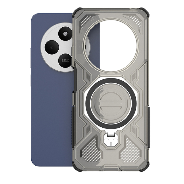 Rotating Ring Holder Translucent Magnetic Matte TPU+PC Luxury Design Case for Redmi 14c 4g Wireless Charge Shockproof Bumper