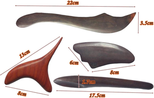 קבוצה של 4 עץ גואה שה טיפול הדק נקודת להקל על כאבי כתף רפלקסולוגיה עץ מסורתי תאילנדי כלי עיסוי - Product Image 3