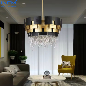 <span class=keywords><strong>2025</strong></span> thiết kế mới Mặt dây đèn trần sắt khung với hội trường đèn chùm đèn vàng trắng Màu Đèn Chùm Pha Lê - Product Image 4