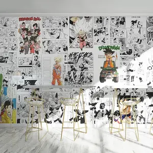 Carta da parati giapponese internet cafè KTV Dragon Ball pirata King manga poster anime giapponese disegnato a mano in bianco e nero