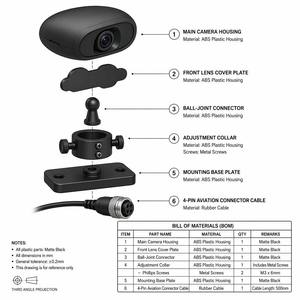 กล้อง Xiyue XY-N372 AHD 12-24V PAL/NTSC สัญญาณคู่ DMS ความละเอียด 1080P ภาพสีขาวดำ Starlight มุมกว้าง 60 องศา สำหรับรถแท็กซี่และรถโค้ช - Product Image 4