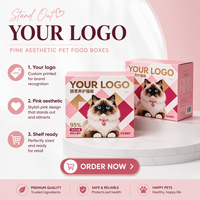 Boîte à nourriture pour chat personnalisée rose, emballage pour animaux de compagnie, OEM, vente en gros, carton pliable pour marques privées de soins pour chats