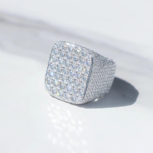 Anillo de sello cuadrado de moissanita VVS de moda, <span class=keywords><strong>plata</strong></span> de ley 925, estilo hip hop, anillo de pinky con incrustaciones, pasa el test de diamante, joyería personalizada - Product Image 2