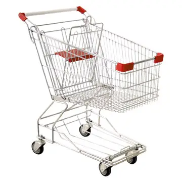 Factory wholesale supermarket light weight shopping trolley hand steel metal cart with 4 wheel customized for shop