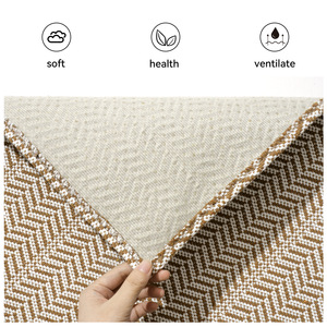 Tapis de cuisine rectangulaire à motif chevron, antidérapant, en polyester et coton, marron fumé, lavable en machine - Product Image 4