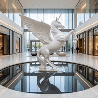 Statue de jardin de licorne en résine grandeur nature personnalisée Sculpture colorée en fibre de verre Statuette en PRF Artisanat extérieur en résine