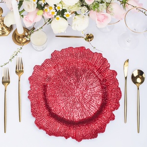 white silver rose gold beaded dinner pp charger plate purple pink rimmed blue plastic plate chargers wedding decoration clear