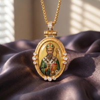 Collier pendentif artisanal en émail Saint Patrick, style byzantin, pour articles religieux, vente en gros