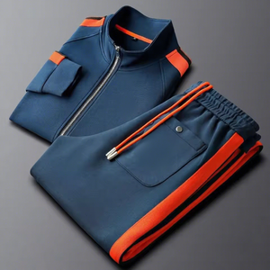 Ensemble de survêtement streetwear colorblock personnalisé avec veste zippée pour homme – Idéal pour le sport et les loisirs - Product Image 5