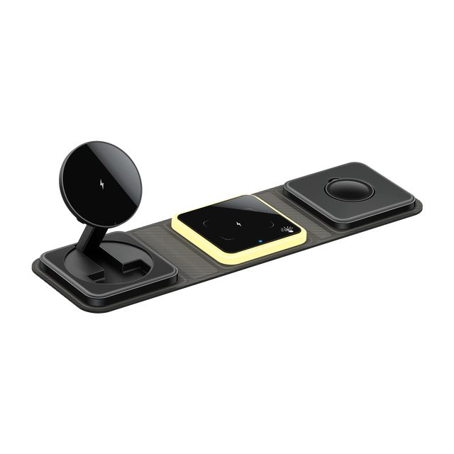 Portable 3 in 1 Wireless Charging Station Foldable Magnetic IPhone/iWatch Charger with 15W Output Power for On-the-Go Use