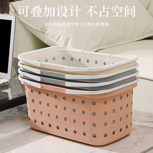 Plastic Storage Basket Rectangle With Handles For Bathroom Clothes Neatening - Product Image 3