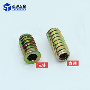 Shengyuan Thread Inserts M6 M8 M10 Metric Coarse Fully Threaded Iron Plated For Furniture Board Embedded Parts - Product Image 5