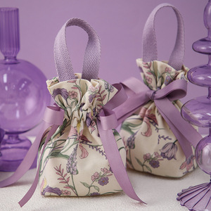 <b>Recyclable</b> Flower Printed Drawstring Pouch New Design Wedding Candy Canvas Sachet Gift <b>Bags</b> with Customized Logo for Packaging - Product Image 6