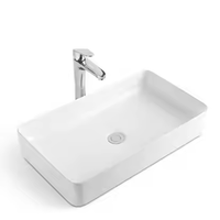 Lavabo de salle de bain moderne en céramique à un seul bassin avec drainage latéral pour lavabo de balcon domestique