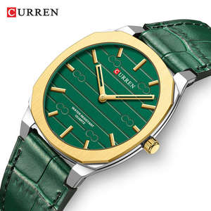 Montre à quartz pour homme CURREN 8480, style business, dessin animé, simple, boîtier en alliage d'acier inoxydable, bracelet en cuir véritable 20 mm, 3 ATM - Product Image 1